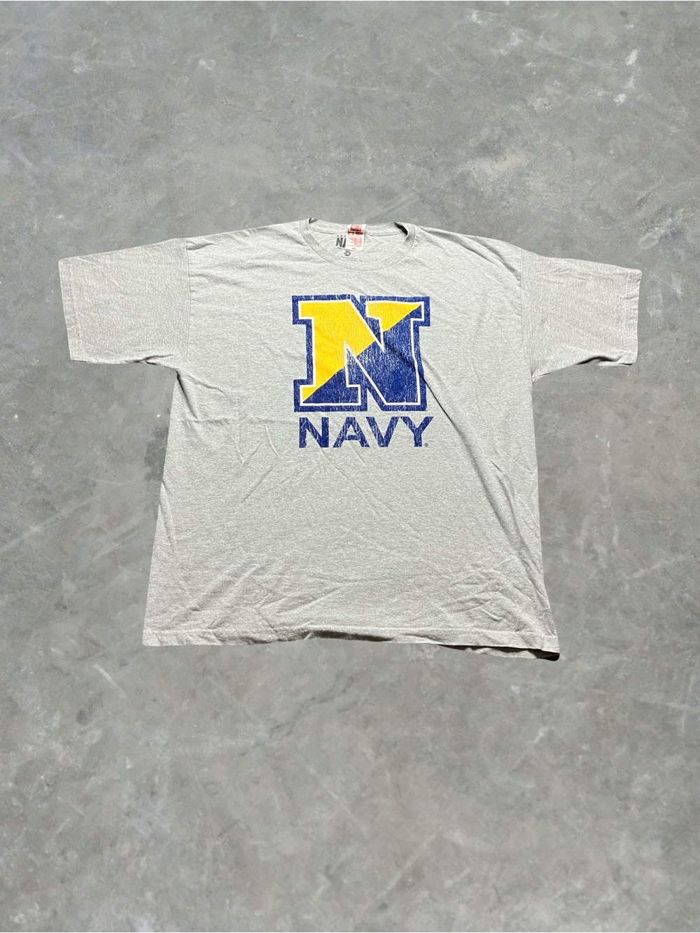 ☀️ Vintage US Navy Graphic Tee Heather Mens Size XXL Bayside USA Made